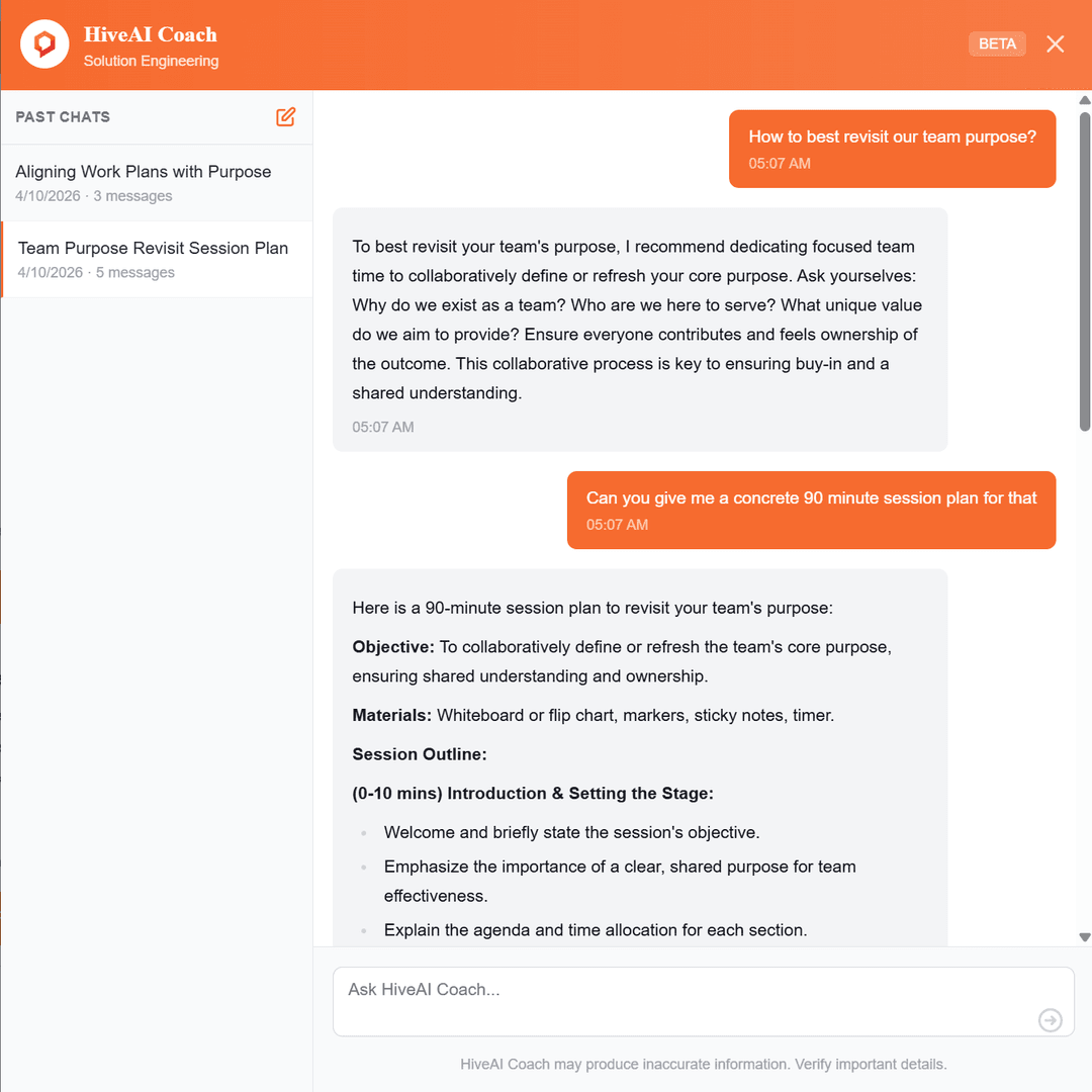 HiveAI Coach chat interface